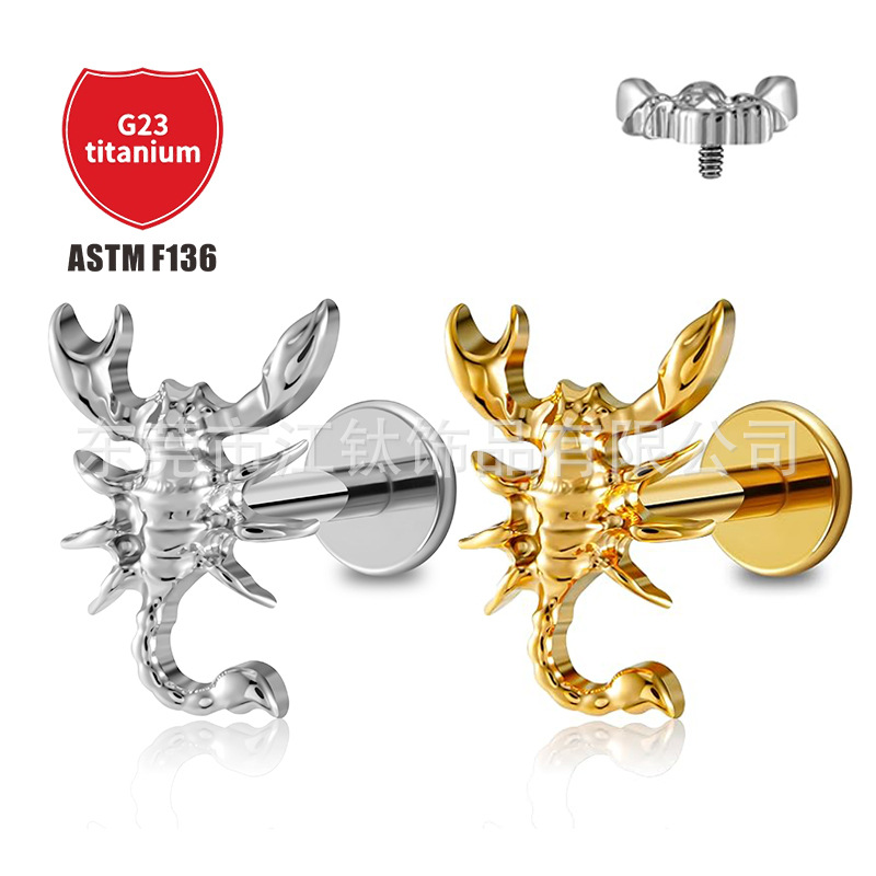 Pointed titanium steel lip stud product view