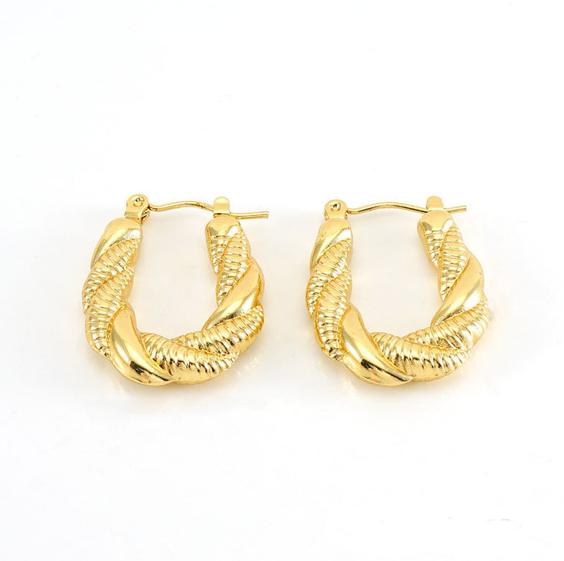 1 Par Estilo Simple Forma De U Acero Inoxidable 304 Chapados en oro de 18k Pendientes De Aro display picture 5