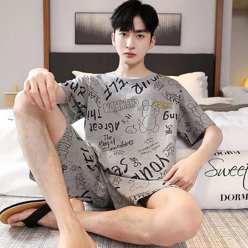 남자 더블 쇼츠  회색 글자 곰