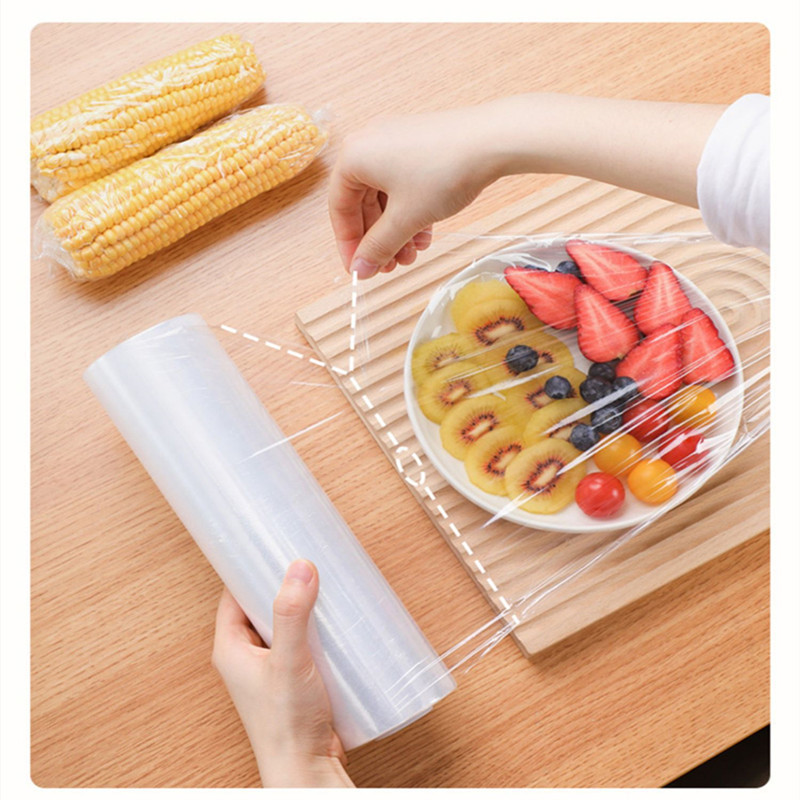 ナイフ不要の使い捨てラップ、家庭用キッチン用マイクロ波対応の大きなロール、手で切れるPE食品ラップ|undefined