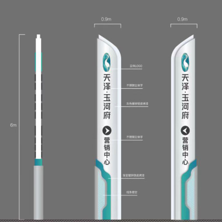 翻新地产精神堡垒导视牌标识牌烤漆丝印焗漆UV打印