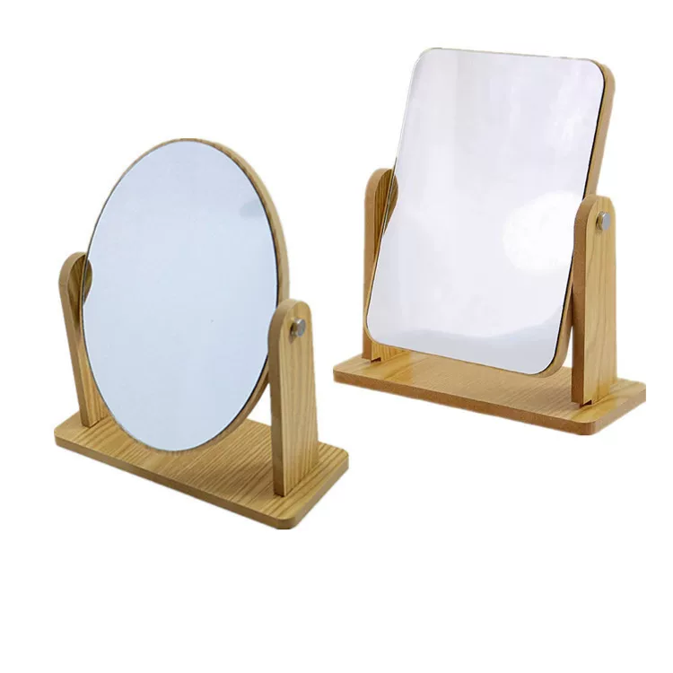 Retro wooden table rotating mirror, internet celebrity