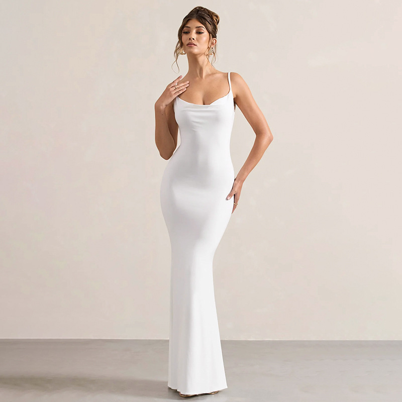 Lace Stitching Halter Sheath Slim-fit Flattering Dress