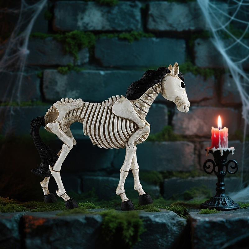  New Halloween Skeleton Skeleton Horse Ornaments Creative Desktop Ghost Festival Atmosphere Arrangement Resin Decoration Gifts