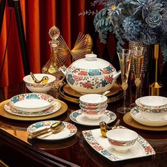 ボウルと皿セット卸売 2025 新しいボーンチャイナ中国風の軽い高級食器景徳鎮セラミックボウルと皿セット家庭用