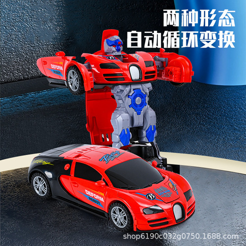 Children's electric cartoon car transforming robot toy light music boy toy car creative new style