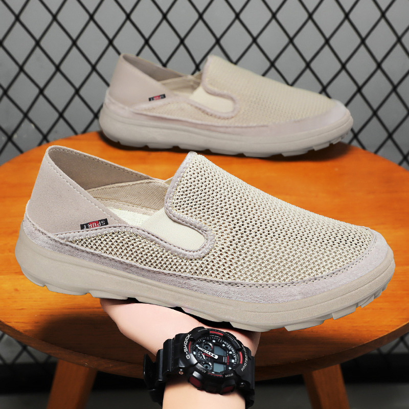 Zapatos de hombre de verano nuevos viejos zapatos de tela de Beijing zapatos de papá tejidos transpirables no olor pies suaves zapatos casuales de un solo pie