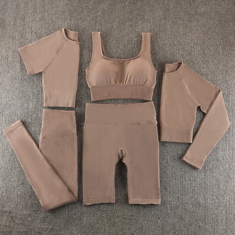Seamless high elastic tight yoga suit women's high waist belly contracting Peach Hip pants shorts sports bra workout clothes Seamless high elastic tight yoga suit women's high waist belly contracting Peach Hip pants shorts sports bra workout clothes