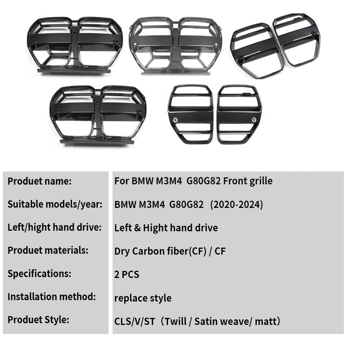 Suitable for Bmw G80 G82 Modified Csl Model V Model St Model Dry Carbon Fiber Front Bumper Air Intake Grille