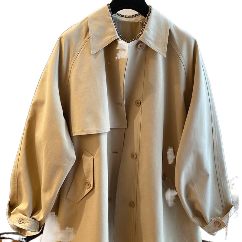 ng2510292 Spring New High-end Mid-length Long-sleeve Trench Coat Women's Loose Casual Korean-style Stylish Workwear Cardigan_ecoleips.com