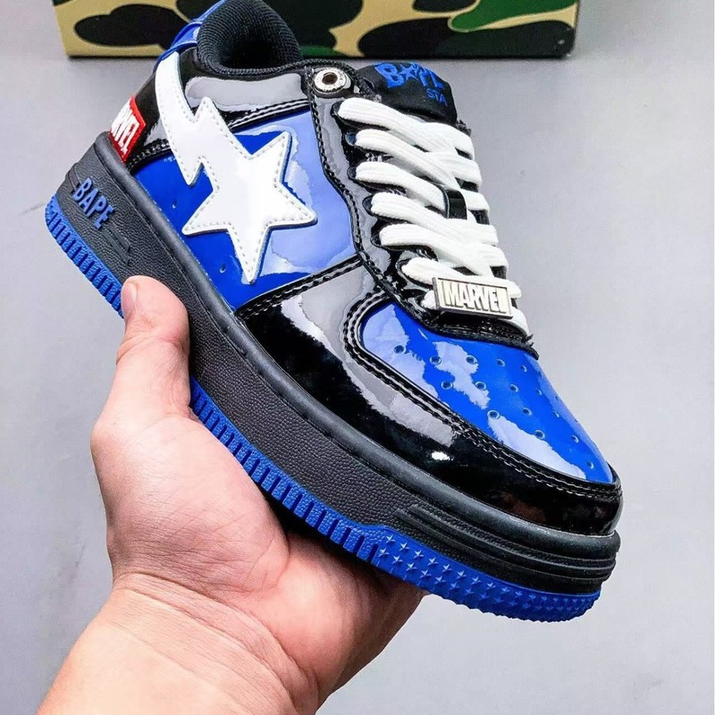 莆田工場直販 BAPESTA SK8 DUNK ストリートトレンド 黒と白のサメ カップル バイブ カジュアル シューズ|undefined