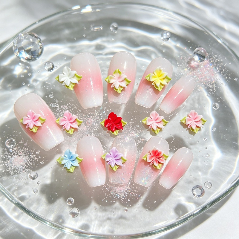 Nail art accessories gradient Burmese gardenia DIY resin accessories ins style Xiaohongshu live stream earrings hairpin accessories