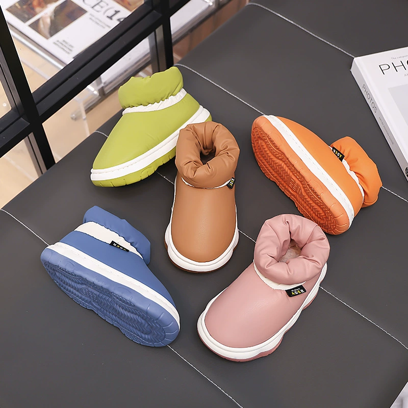 Зимняя детская красочная хлопковая обувь, теплая обувь на флисовой подкладке, зимние сапоги, обувь для мальчиков и девочек, детская уличная водонепроницаемая хлопковая обувь среднего и большого размера