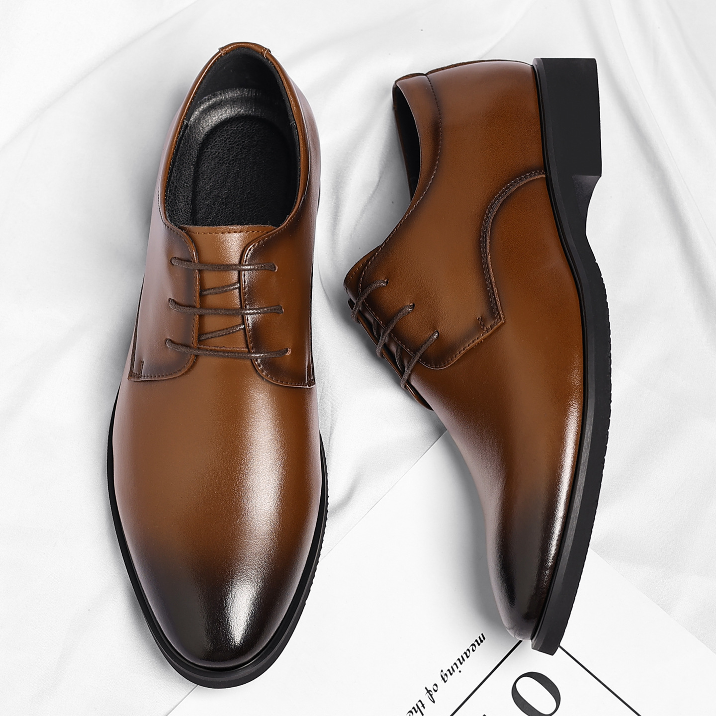 Herren Derby Schuhe Spitz Zulaufend Glänzend Für Den Business Anzug_voghion.com