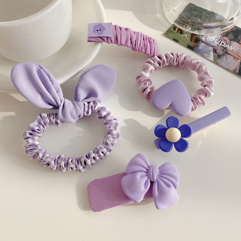 2022 Fashion New Broken Flower Spring Periwinkle Blue Bow Headdress Hair Rope display picture 5