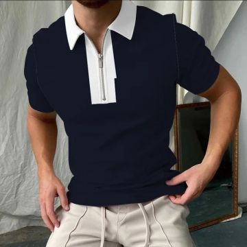 Comercio exterior europeo y americano primavera nueva moda casual popular impresión polo camiseta con cremallera hombres envío gratis