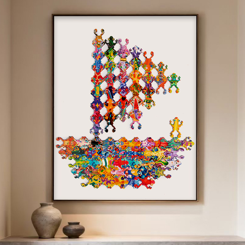 Rana de madera rompecabezas de arte animales de madera pareja puzzle puzzle de educación temprana juguetes cognitivos puzzle de iluminación cognitiva infantil