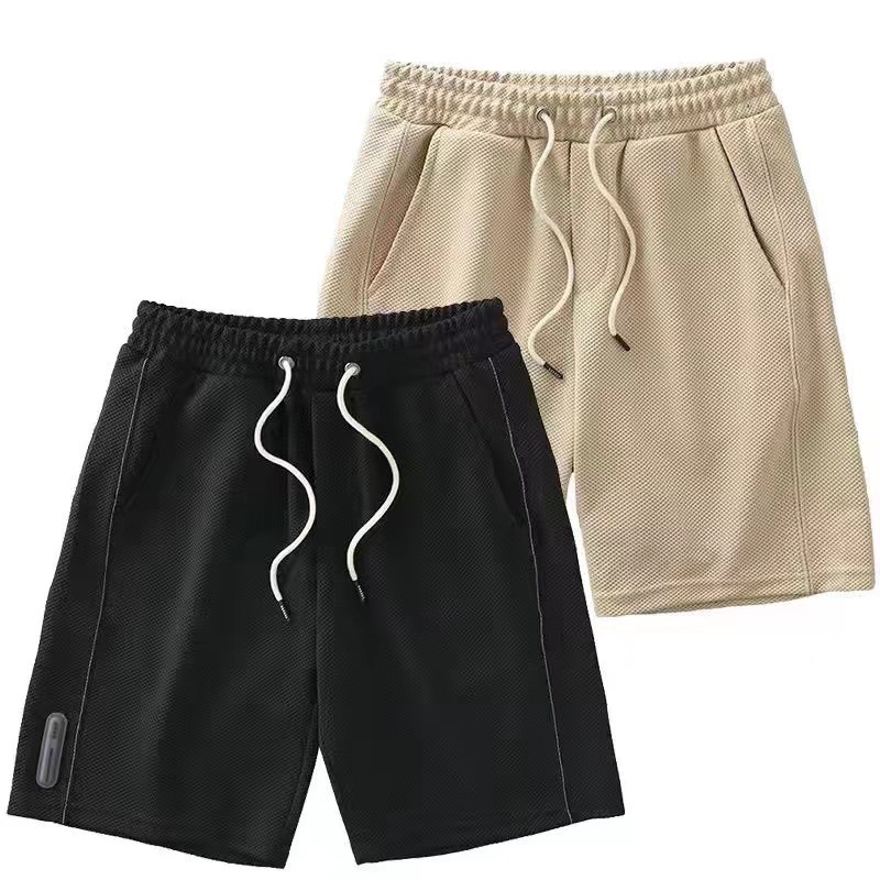 Shorts Waffle para hombres, verano, todo fósforo, estilo de Hong Kong, nueva tendencia, transpirable, deportes, hombres de moda, rectos, casuales y cómodos