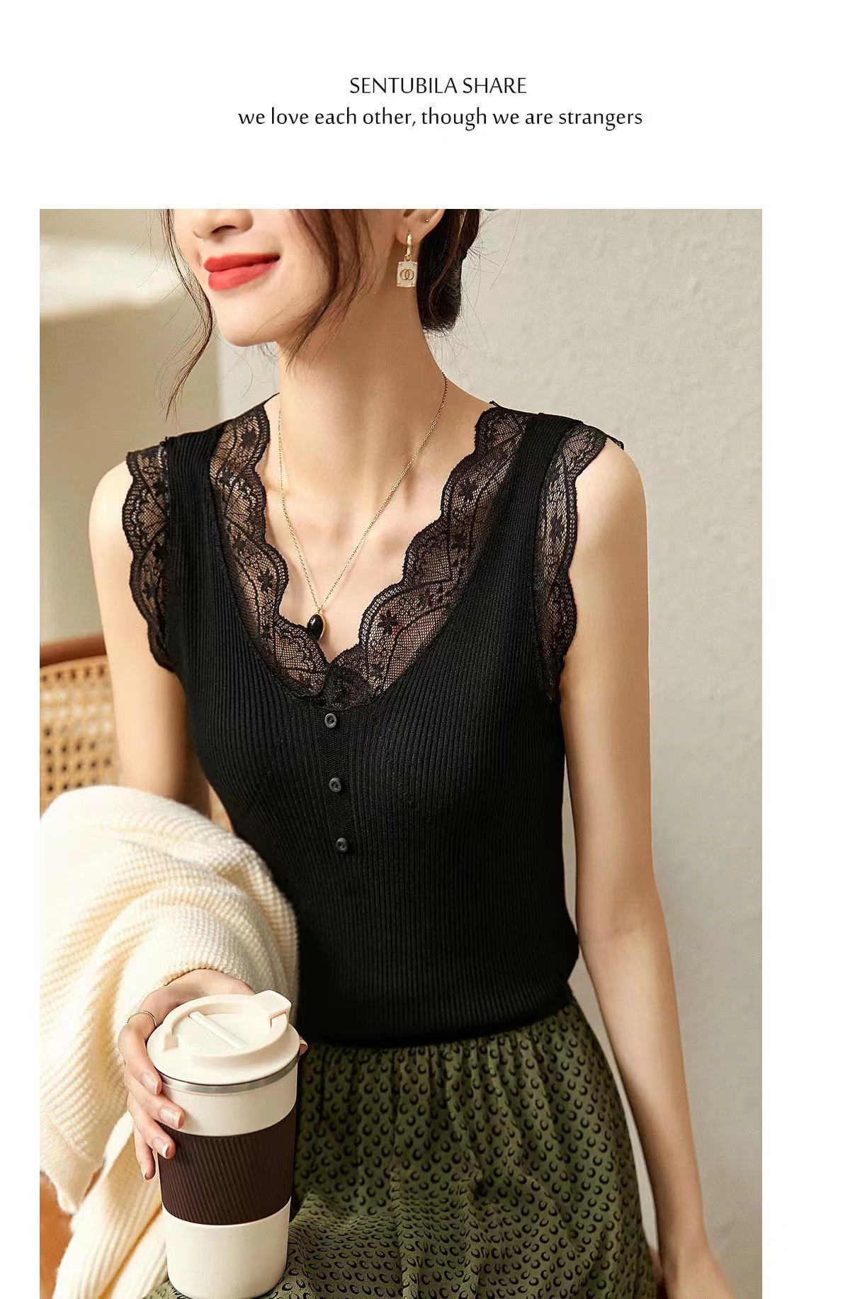 Spring/Summer Lace Trim Ice Silk Camisole