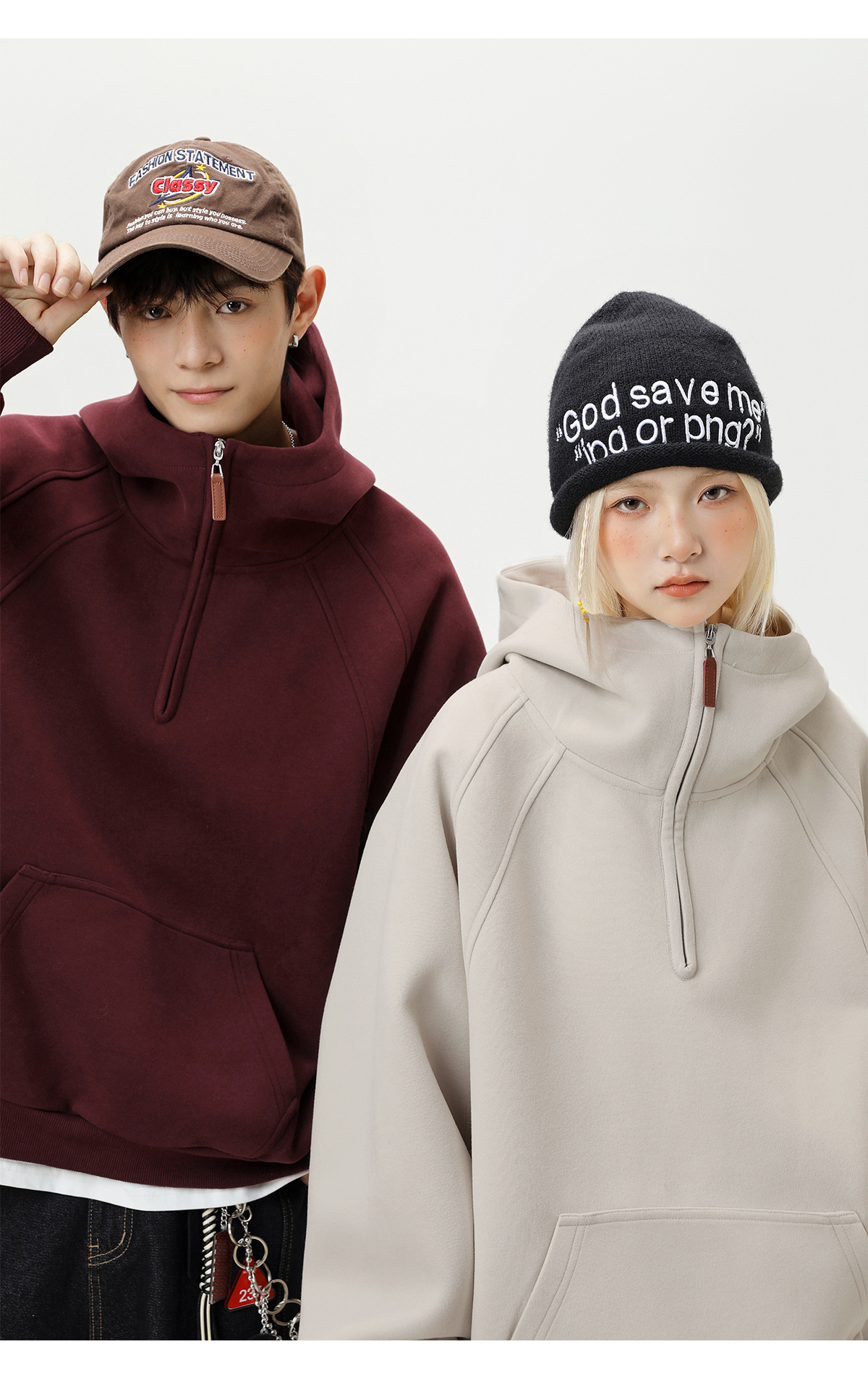 Schwerer Herren Hoodie Mit Half-zip Für Herbst Und Winter_voghion.com