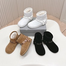 巴世家原字母羊皮毛一体雪地靴女25新款加厚羊毛厚底短靴大棉鞋女