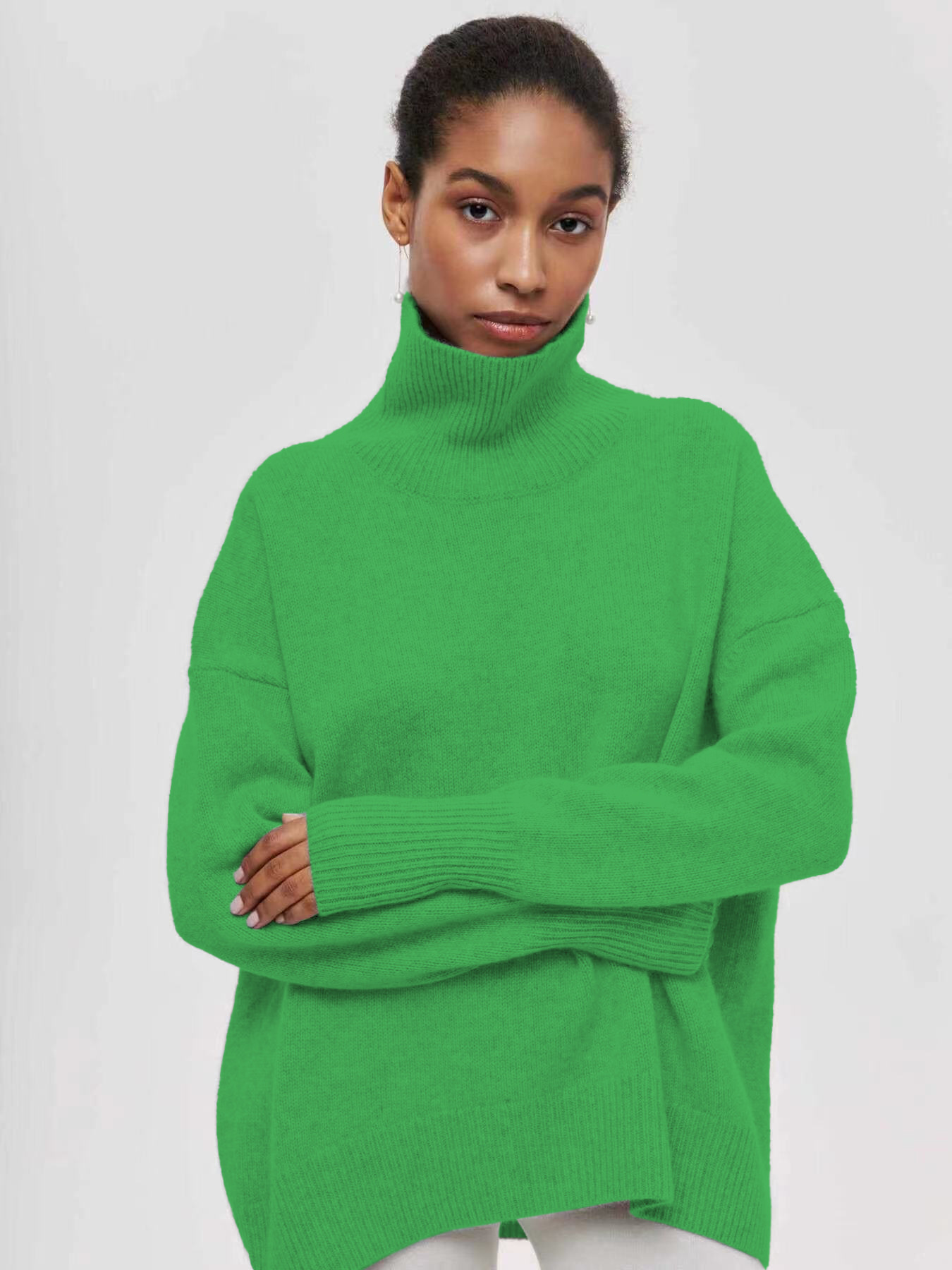 2023 ropa de mujer personalizada nuevo partido europeo y americano suéter suelto popular medio cuello alto Otoño e Invierno suéter