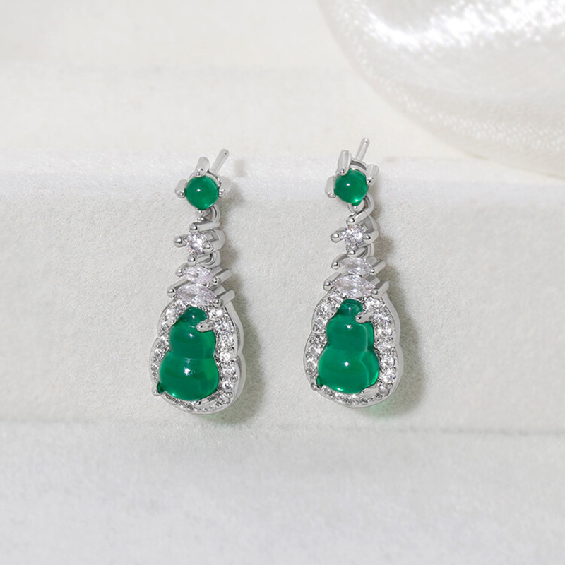 Pendientes de botón con perla y circonita para mujer elegantes_voghion.com