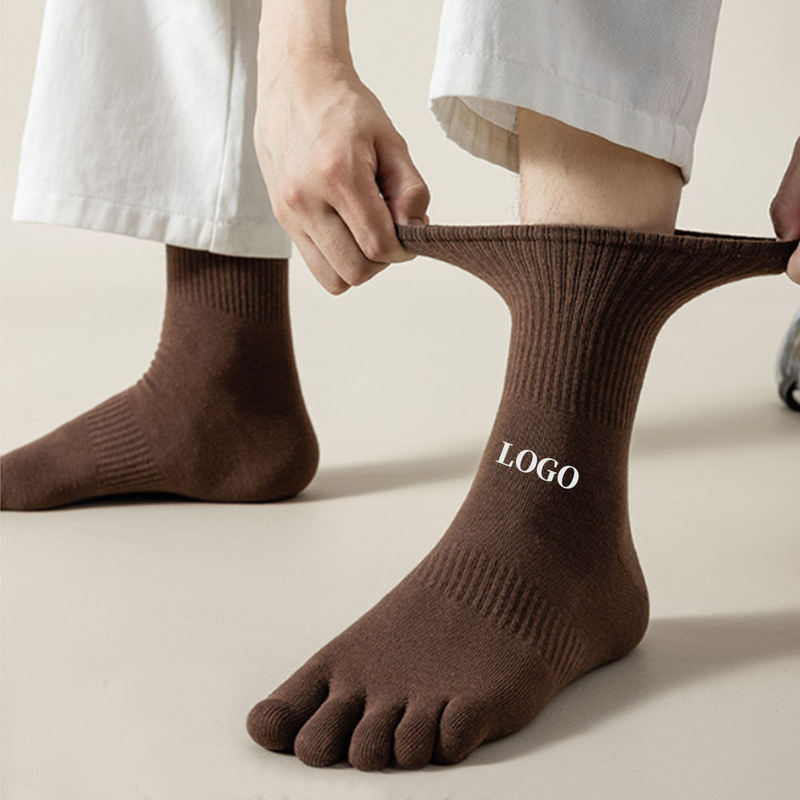 Wholesale Custom Logo Business Attire Toe Socks Crew Cotton Work Five-Toe Socks for Men Wholesale Custom Logo Business Attire Toe Socks Crew Cotton Work Five-Toe Socks for Men