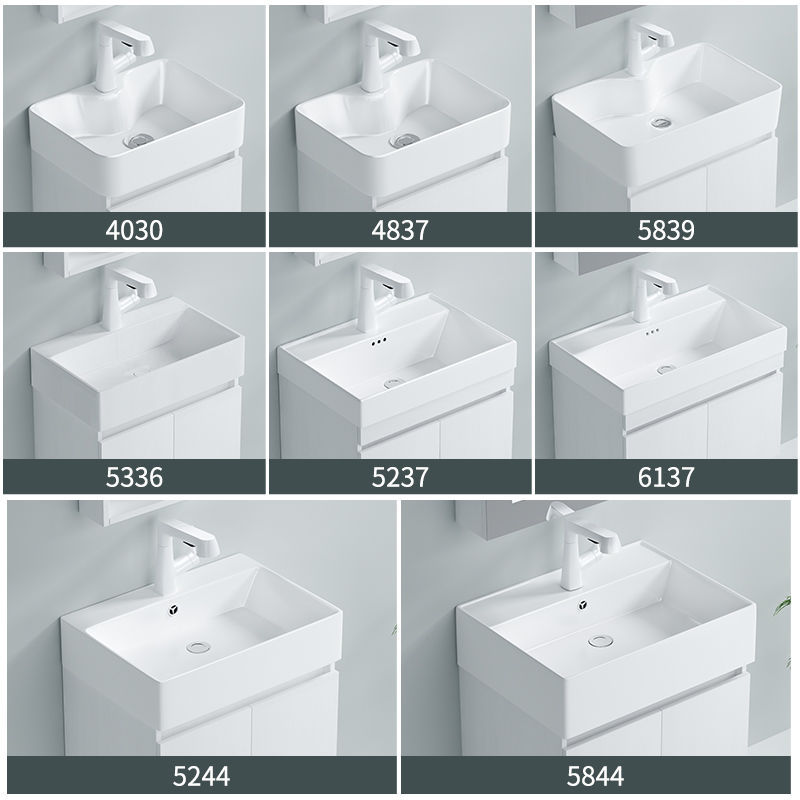 Apartamento pequeño espacio gabinete de baño de madera maciza combinación de baño lavabo de cerámica integrado lavabo pequeño espacio