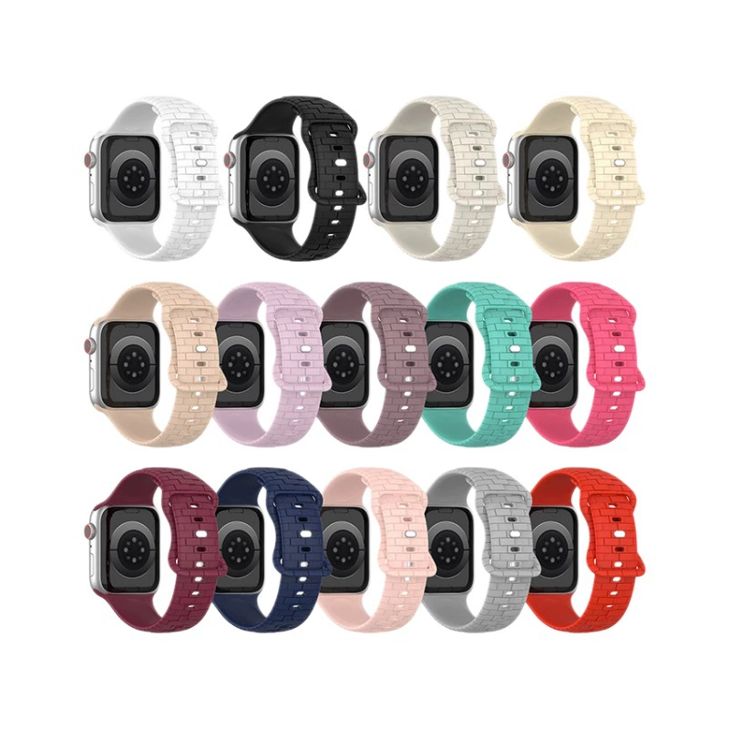 Подходит для Apple Ultra 2 ремешок из силикона с кирпичной текстурой, Apple Watch9, силиконовый браслет с восьмизначной пряжкой