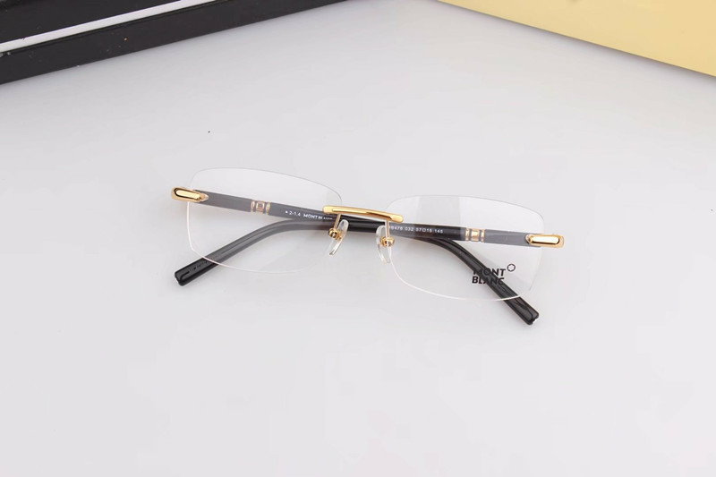 ドイツブランド近視眼鏡枠男性mb476フレームなしビジネス眼鏡フレーム大顔金色平光鏡ペンタイプ|undefined