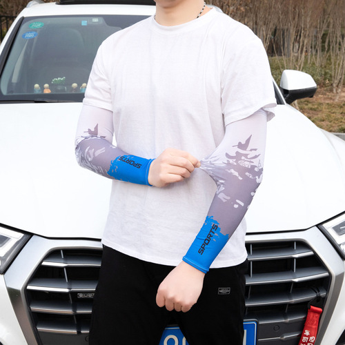 Ice summer sun protection men's sleeves UV protection arm sleeves ice silk summer sleeve gloves thin driving and riding