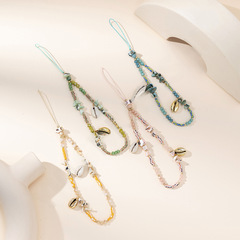 新款串珠貝殼手機鏈 韓版甜酷風手機掛繩亞克力手工串珠掛件批發