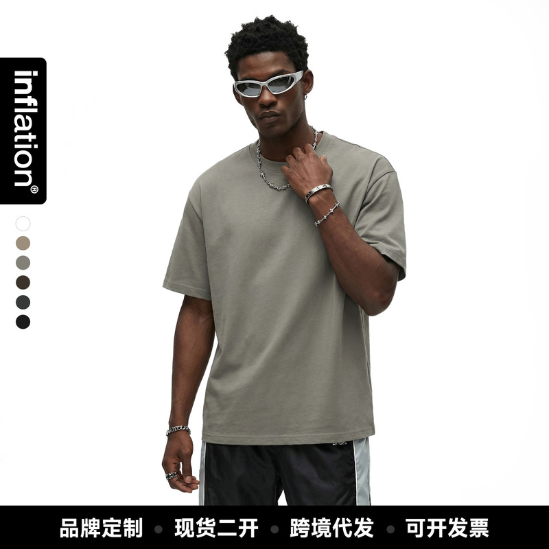 Jie Zhan Men's Clothing | 265g Short-Sleeved Combed Cotton T-Shirt 26 Summer New Trendy Brand Earth-Colored Pure Cotton Loose Short-Sleeved T-Shirt Jie Zhan Men's Clothing | 265g Short-Sleeved Combed Cotton T-Shirt 26 Summer New Trendy Brand Earth-Colored Pure Cotton Loose Short-Sleeved T-Shirt