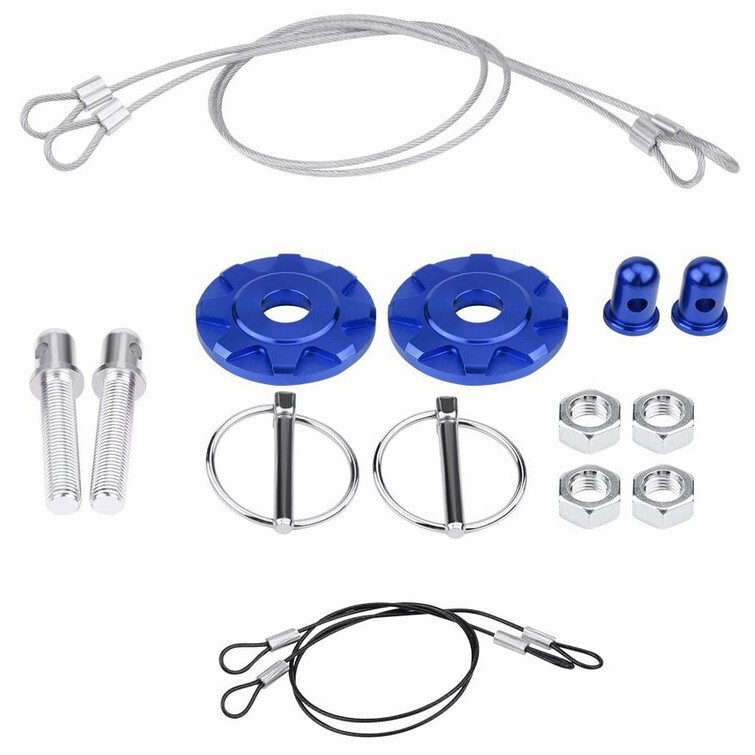 Car quick-release hood lock, racing track modification hood fixing lock, complete set of hood lock accessories with anti-loss steel wire rope Car quick-release hood lock, racing track modification hood fixing lock, complete set of hood lock accessories with anti-loss steel wire rope