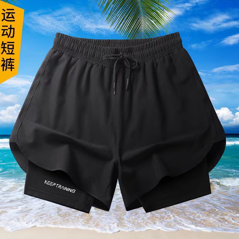 Pantalones cortos de deportes de verano para hombres, maratón de verano, entrenamiento de acondicionamiento físico transpirable, pijamas de cinco puntos