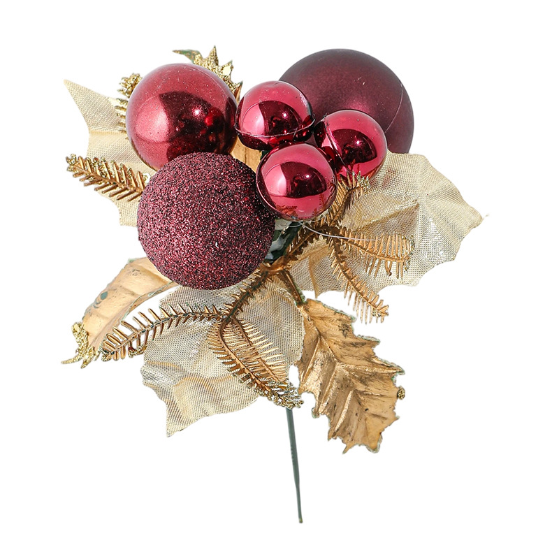 Navidad transfronteriza fruta roja fruta dorada hojas de fruta dorada árbol de Navidad guirnaldas de caña decoración ornamentos de flores suministros de atmósfera