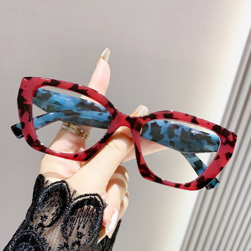 Vintage gafas transfronterizas de estilo europeo y americano estampado de leopardo envasado de flores viejos una sola luz retro tendencia femenina personalidad gran marco gafas viejas