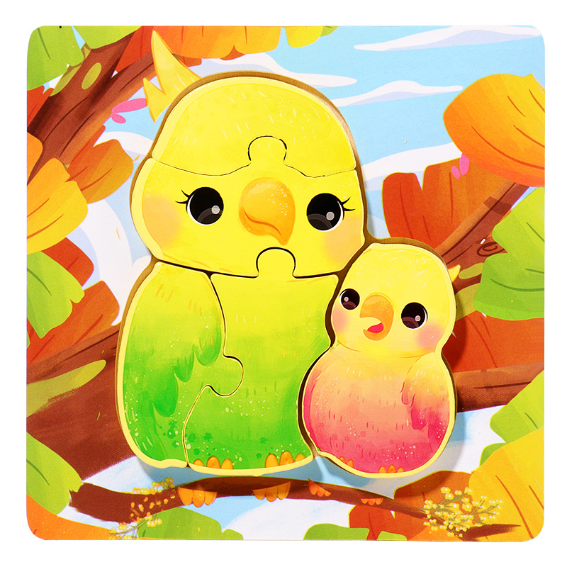 18 animales de dibujos animados de madera padres-hijos rompecabezas niños pequeños 1 - 3 - 5 años de iluminación educativa juguetes pequeños regalos