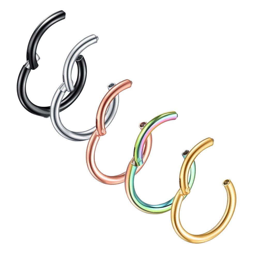 European and American 316 Titanium Steel Carved Piercing Jewelry Closed Ring Seamless Ring Nose Nail Earrings Nose Buckle Body Piercing Jewelry