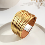 新款亚马逊多条渐变男手环皮绳混色百搭女士pu皮革皮手链磁扣手镯