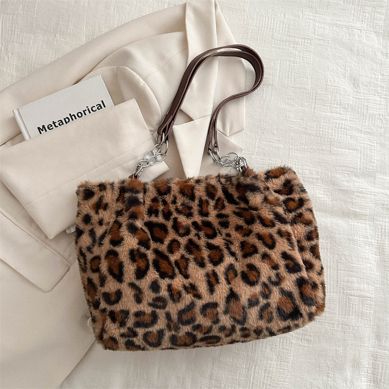 Women's fashion large capacity tote bag leopard print one shoulder underarm bag trend_voghion.com