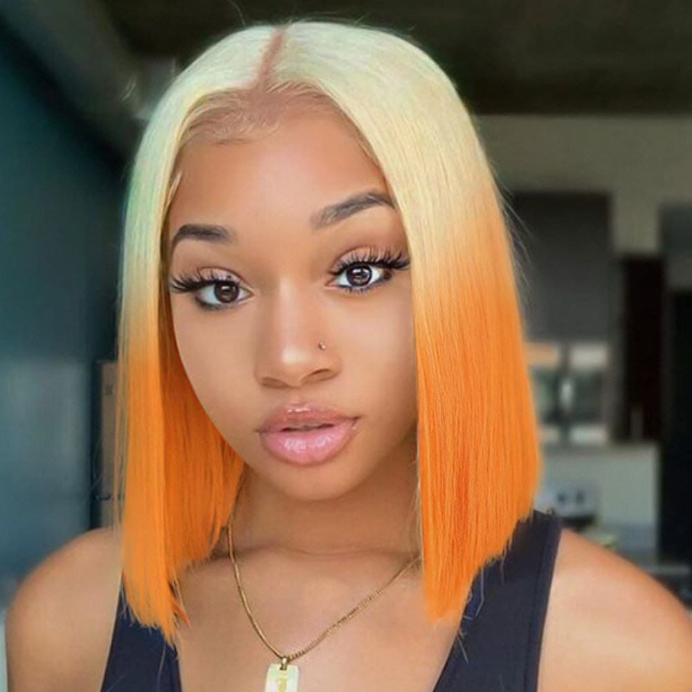 Wig European and American orange gradien...