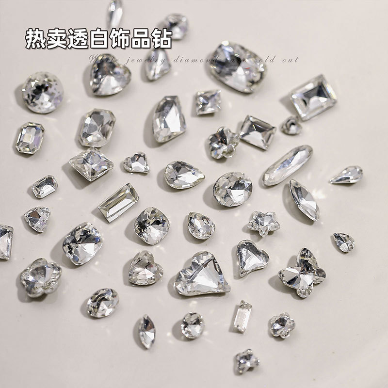 Pointed drill nail jewelry Super Flash transparent drill Net Red love fat square water drop White Diamond mixed nail accessories wholesale Pointed drill nail jewelry Super Flash transparent drill Net Red love fat square water drop White Diamond mixed nail accessories wholesale