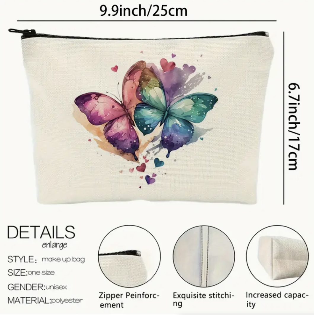 Amazon Butterfly transfronterizo impresión doble cara bolsa de lavado nueva bolsa de viaje bolsa de accesorios de belleza bolsa al por mayor