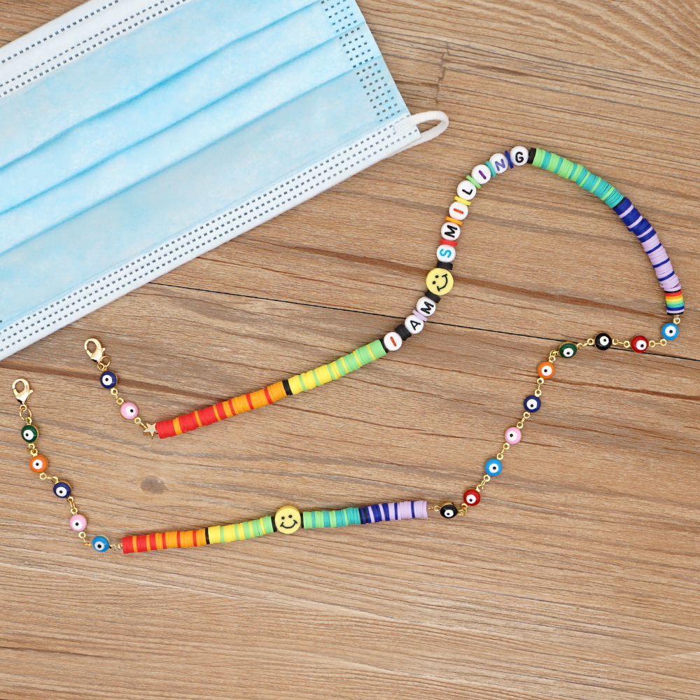 rainbow Bead Mask Glasses Chain Beaded Jewelry  Necklacepicture1