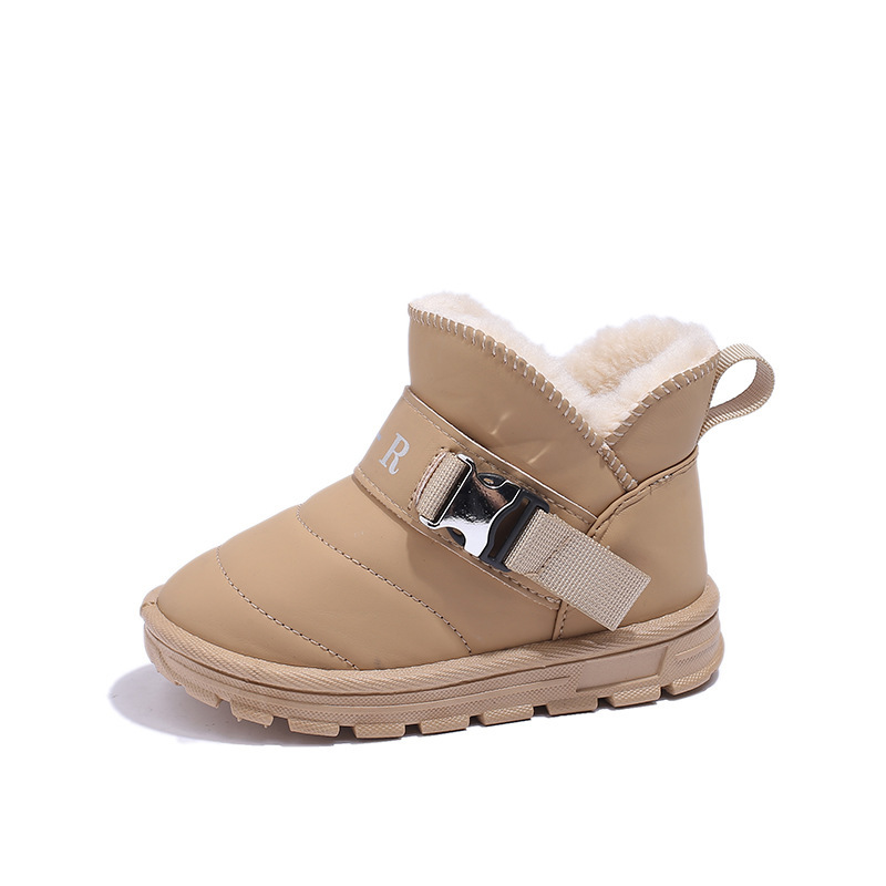 New winter cotton shoes with wool thickening boys fur one children's cotton boots waterproof_voghion.com