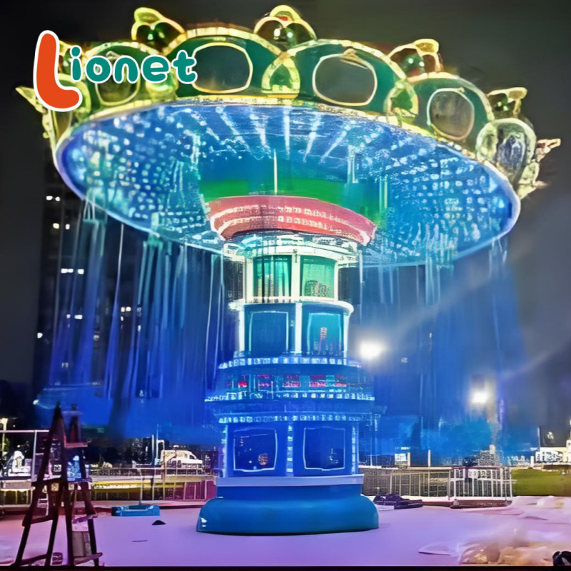 梦幻旋转飞椅 七彩LED灯星空顶 夜间光影特效 网红乐园必备设备