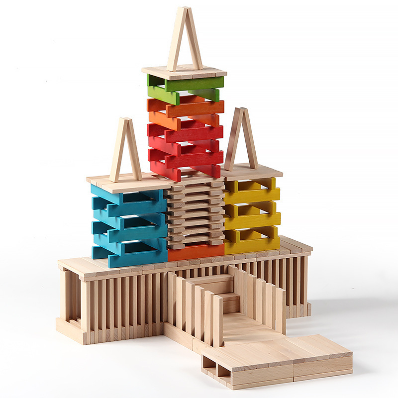 Wooden Kidsren's Solid Wood Building Blocks Jenga Kindergarten Baby Early Education Spatial Thinking Building Educational Toys