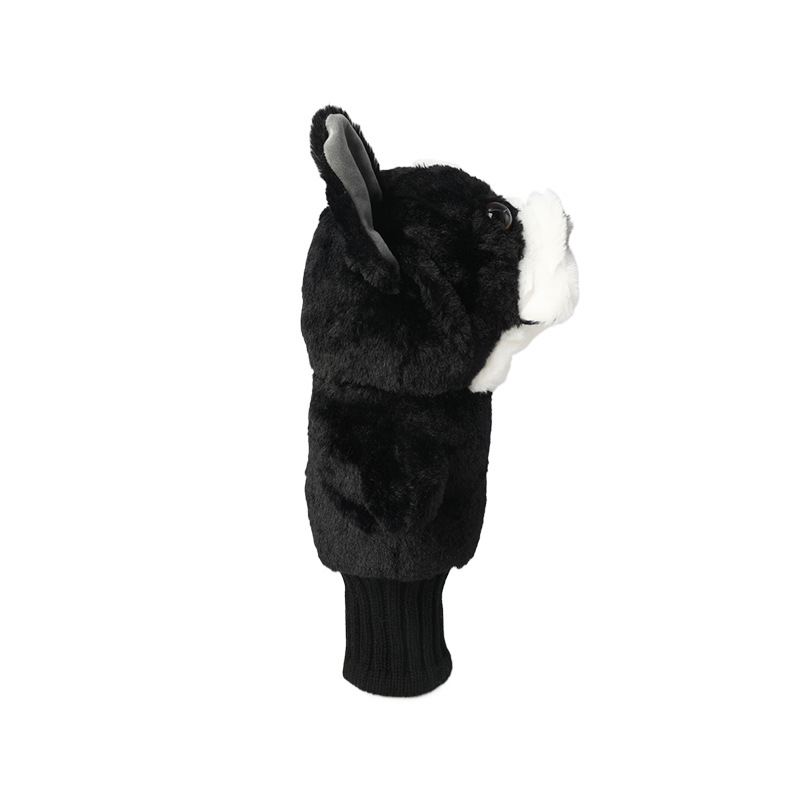 Juego de varilla de golf para perro negro transfronterizo Juego de varilla de animal de dibujos animados de felpa Funda de sombrero Juego de varilla de madera No. 135 al por mayor